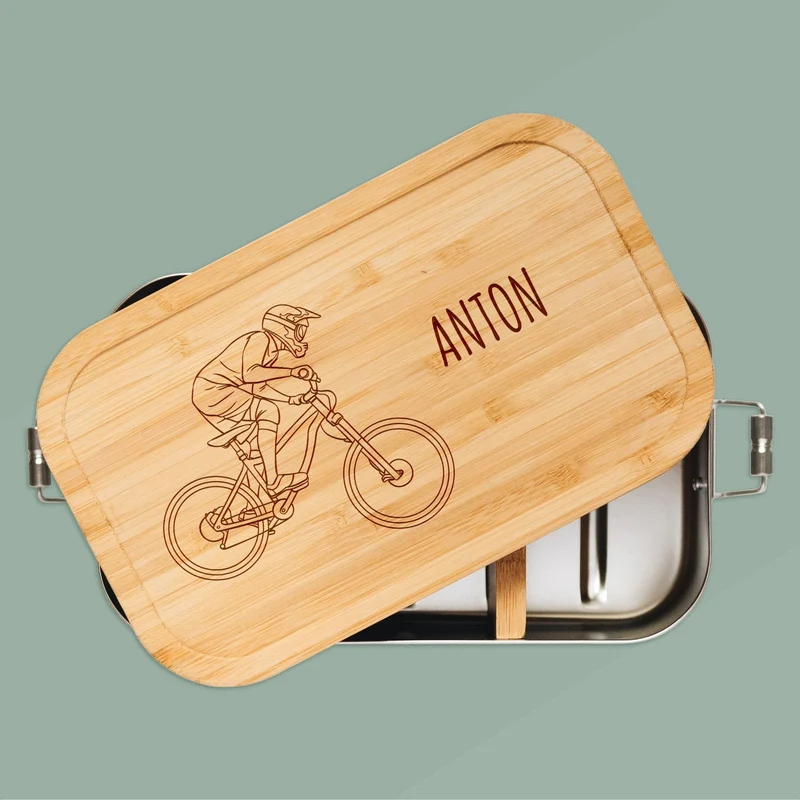 Brotdose Edelstahl personalisiert - Mountainbiker