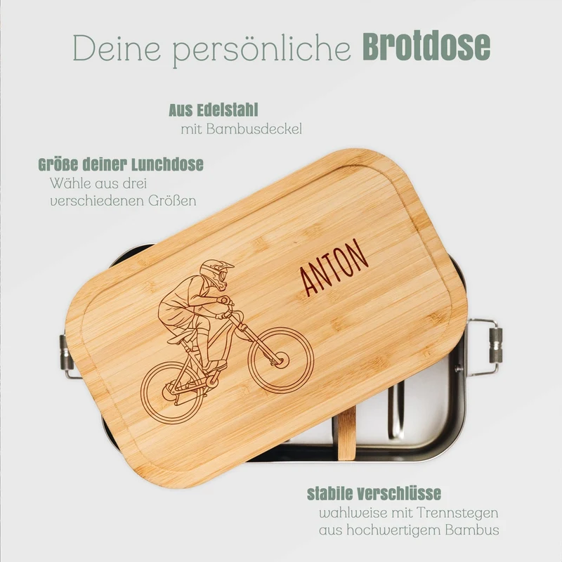 Brotdose Edelstahl personalisiert - Mountainbiker
