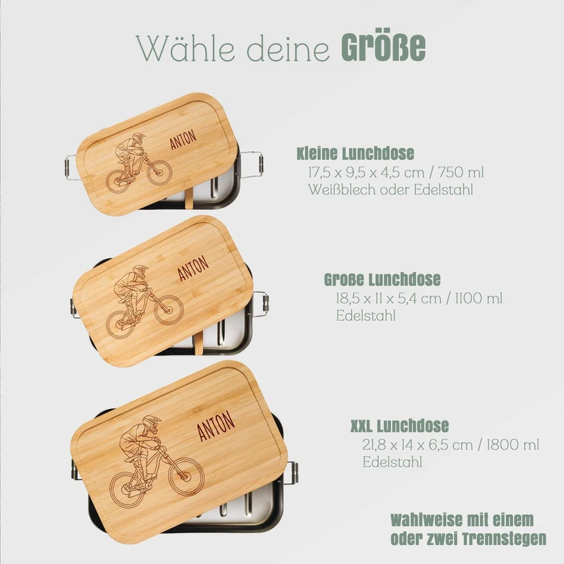 Brotdose Edelstahl personalisiert - Mountainbiker