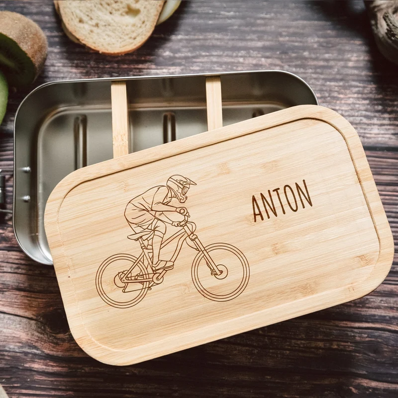 Brotdose Edelstahl personalisiert - Mountainbiker