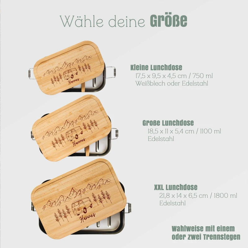 Brotdose Edelstahl personalisiert - Bus Berge