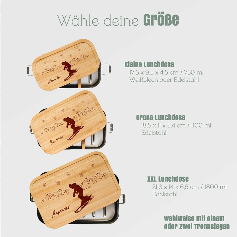 Brotdose Edelstahl - Ski Berge
