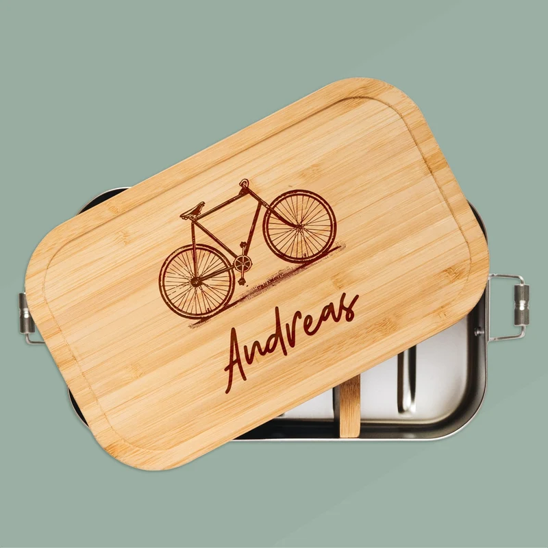 Brotdose Edelstahl personalisiert - Fahrrad