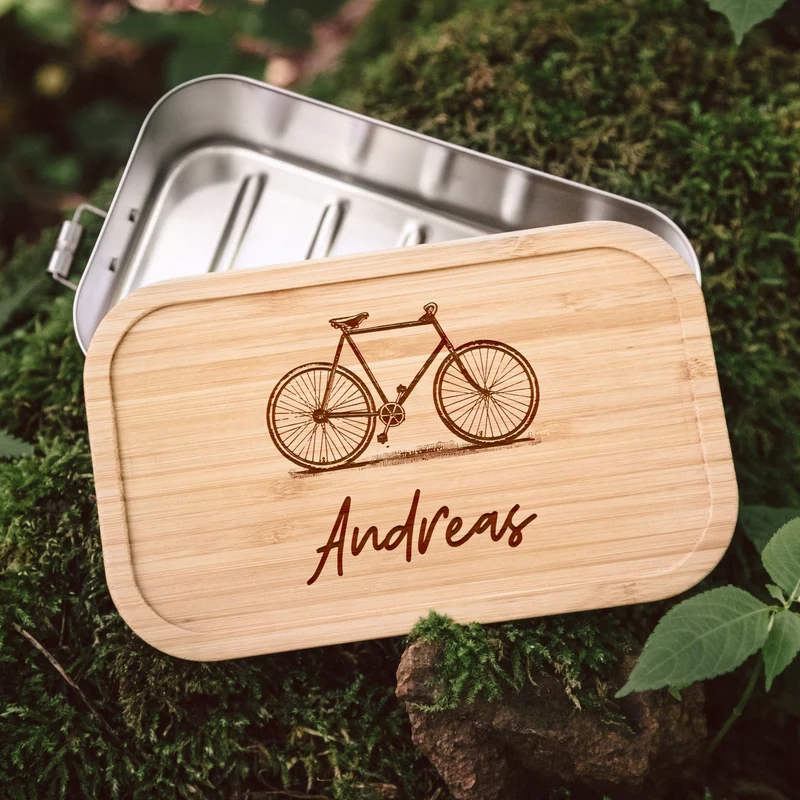 Brotdose Edelstahl personalisiert - Fahrrad