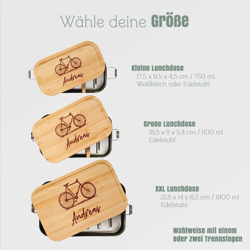 Brotdose Edelstahl personalisiert - Fahrrad