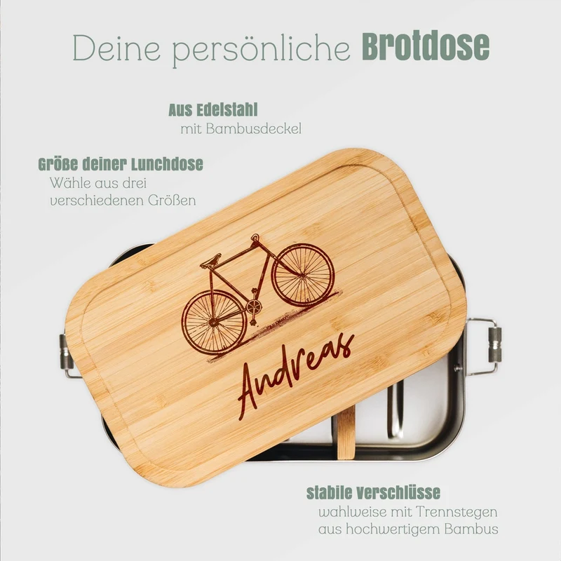 Brotdose Edelstahl personalisiert - Fahrrad
