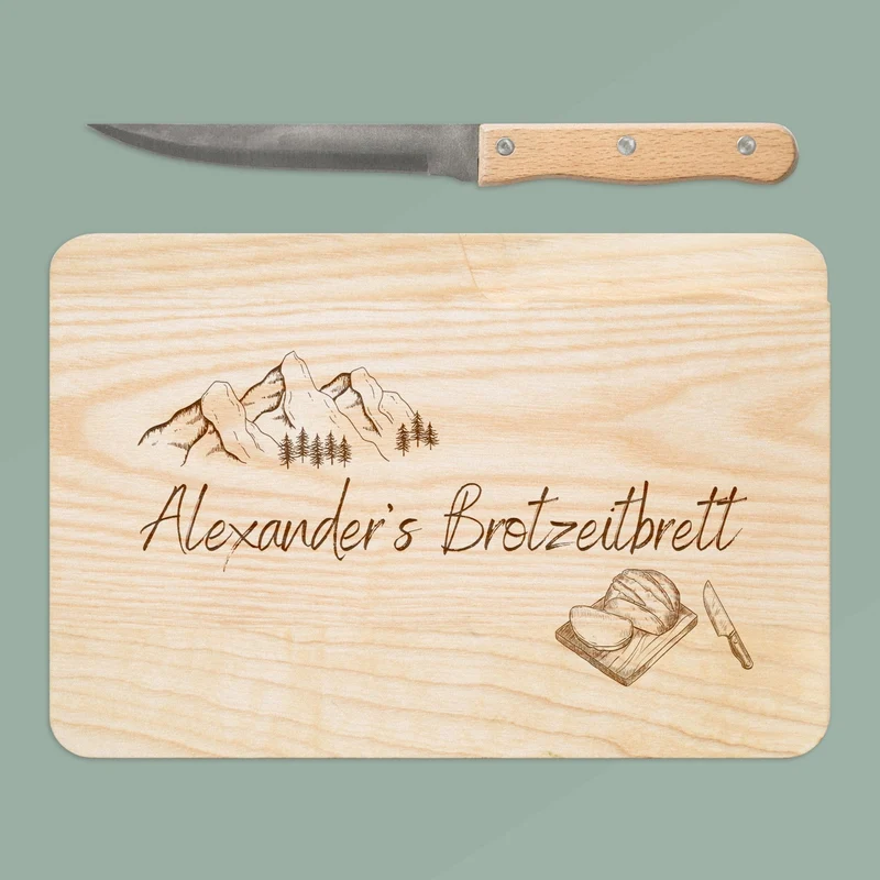 Brotzeitbrett mit Messer - Brotzeitbrett