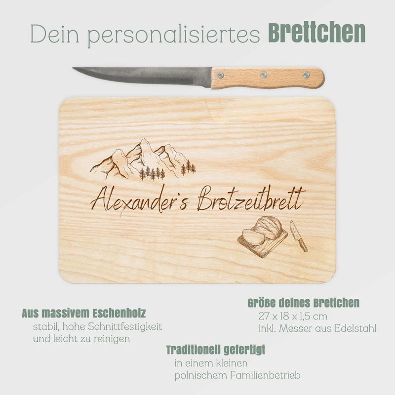 Brotzeitbrett mit Messer - Brotzeitbrett