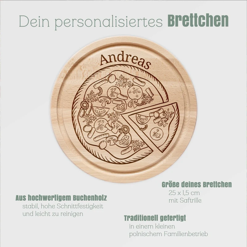 Rundes Holzbrett - Pizza