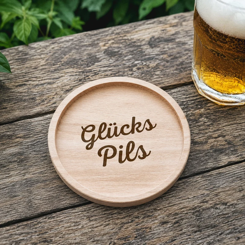 Glasuntersetzer Holz - Glückspils