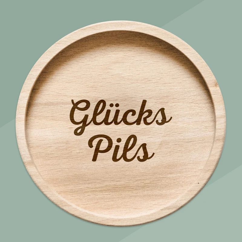 Glasuntersetzer Holz - Glückspils