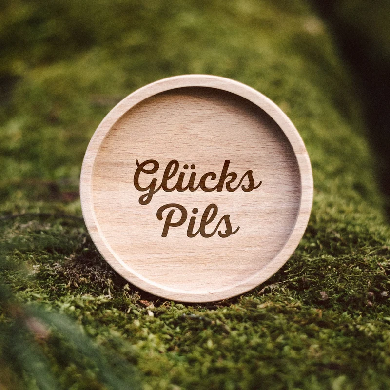 Glasuntersetzer Holz - Glückspils