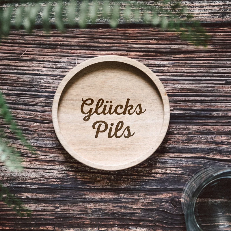 Glasuntersetzer Holz - Glückspils