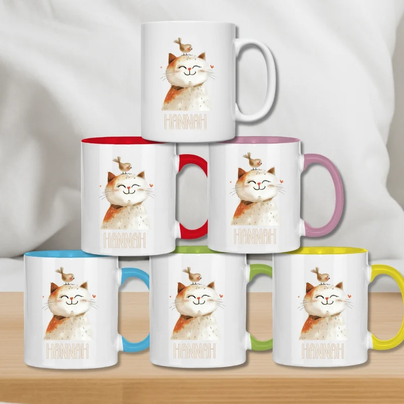 Kindertasse personalisiert – Keramiktasse mit Tieren und Namen