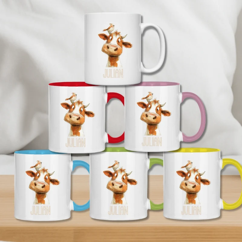 Kindertasse personalisiert – Keramiktasse mit Tieren und Namen