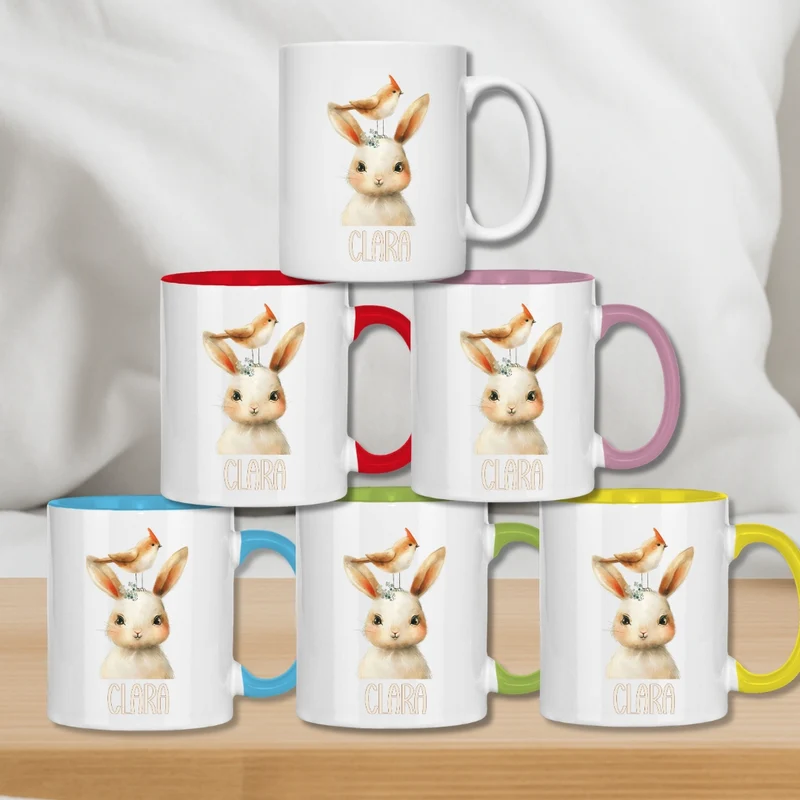 Kindertasse personalisiert – Keramiktasse mit Tieren und Namen
