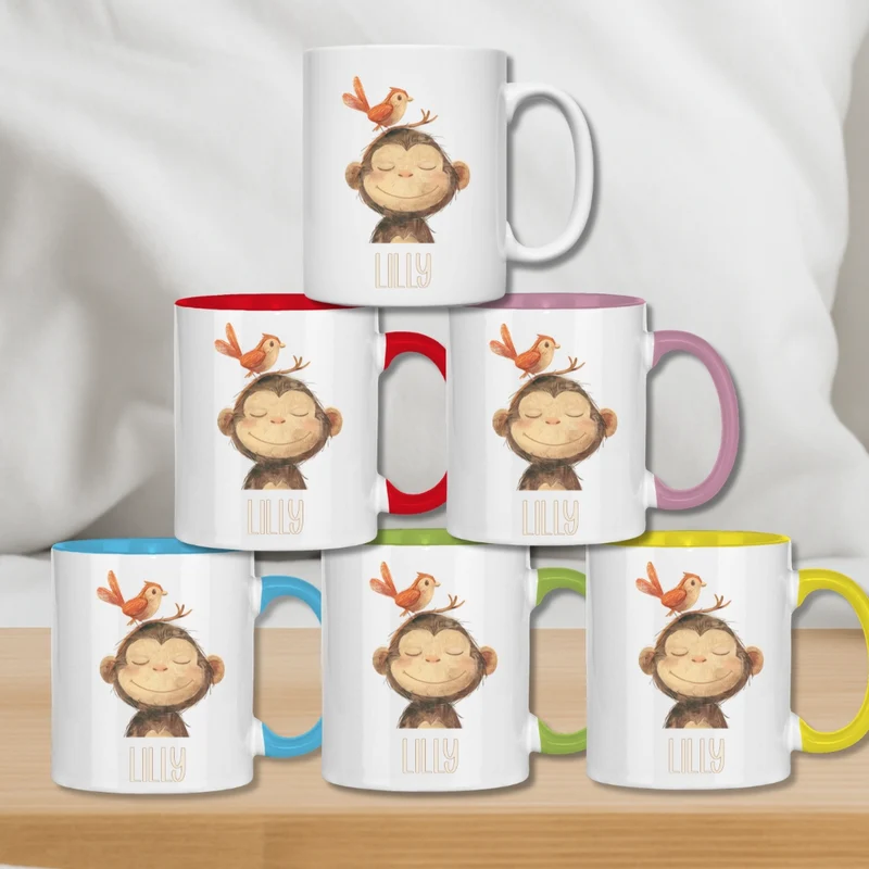 Kindertasse personalisiert – Keramiktasse mit Tieren und Namen
