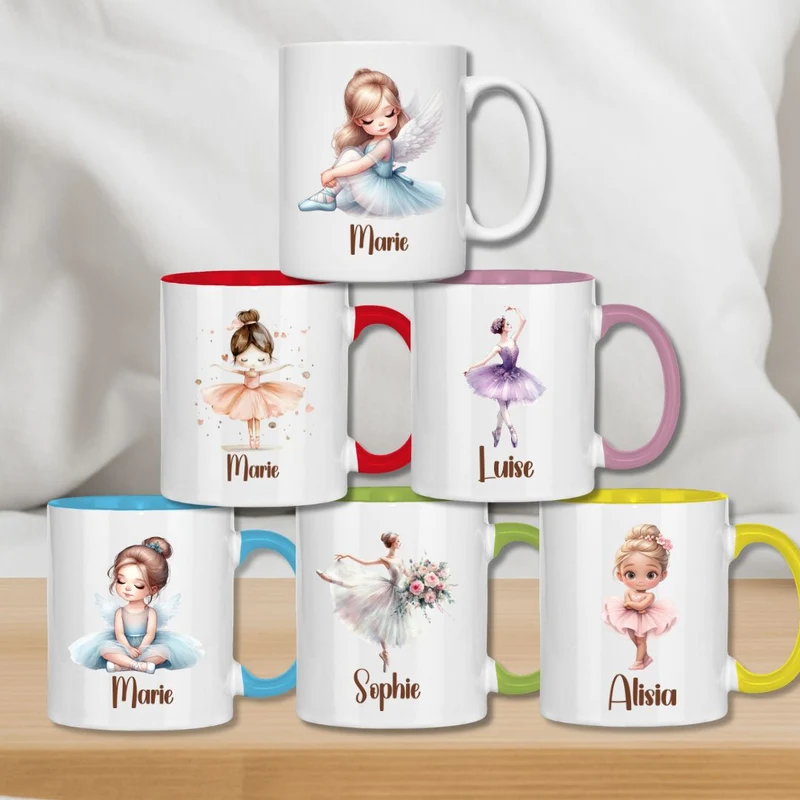 Kindertasse personalisiert – Ballerina Tasse mit Namen für Mädchen