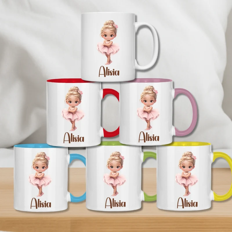 Kindertasse personalisiert – Ballerina Tasse mit Namen für Mädchen