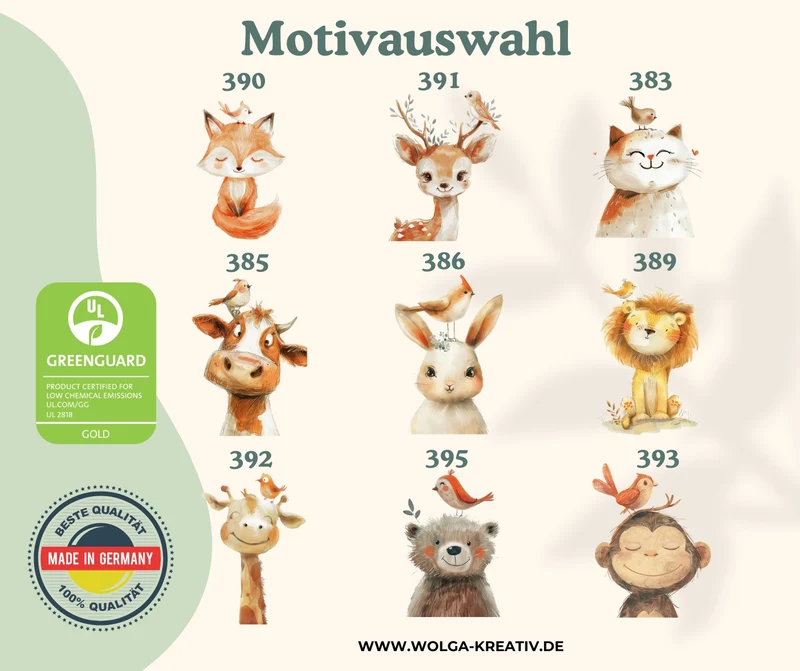 Personalisiertes Holzbrettchen Kinder – Beige Tiermotive mit Name