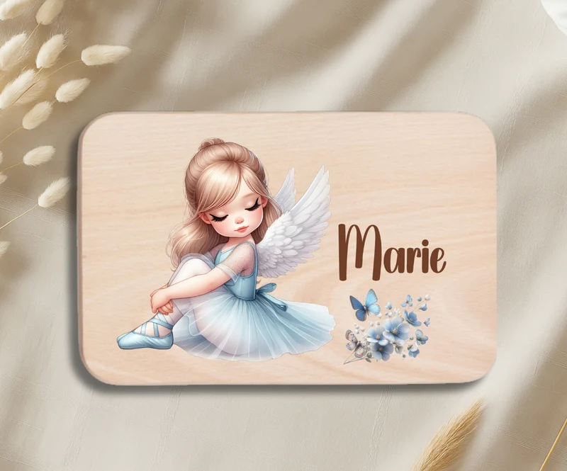 Personalisiertes Holzbrettchen Kinder – Ballerina Motiv mit Name