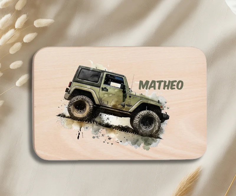 Personalisiertes Holzbrettchen Kinder – Auto & Rennwagen Motiv mit Name