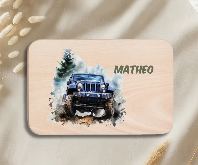 Personalisiertes Holzbrettchen Kinder – Auto & Rennwagen Motiv mit Name