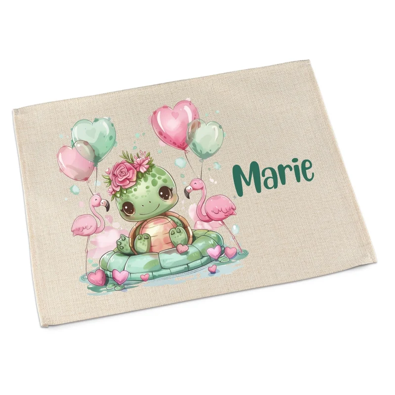Personalisierbares Platzdeckchen Kinder – Koala, Katze & Schildkröte, waschbar