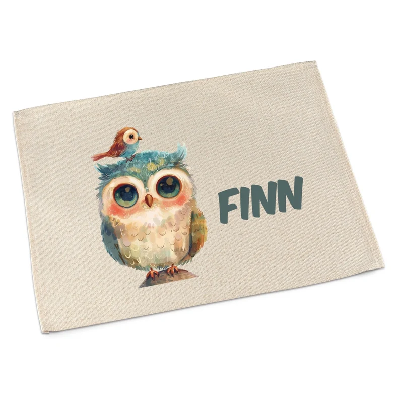 Personalisierbares Platzdeckchen Kinder – Tiger, Pinguin & Panda