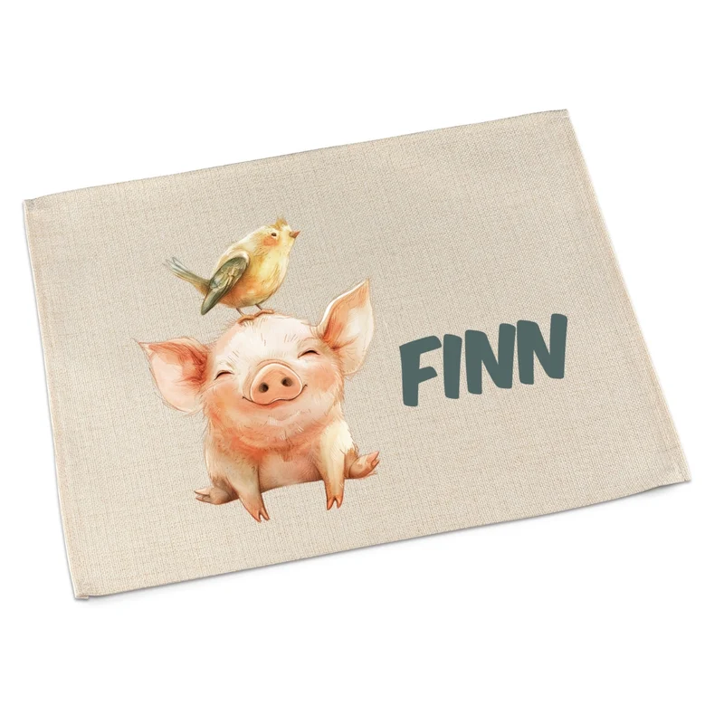 Personalisierbares Platzdeckchen Kinder – Tiger, Pinguin & Panda