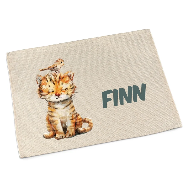 Personalisierbares Platzdeckchen Kinder – Tiger, Pinguin & Panda