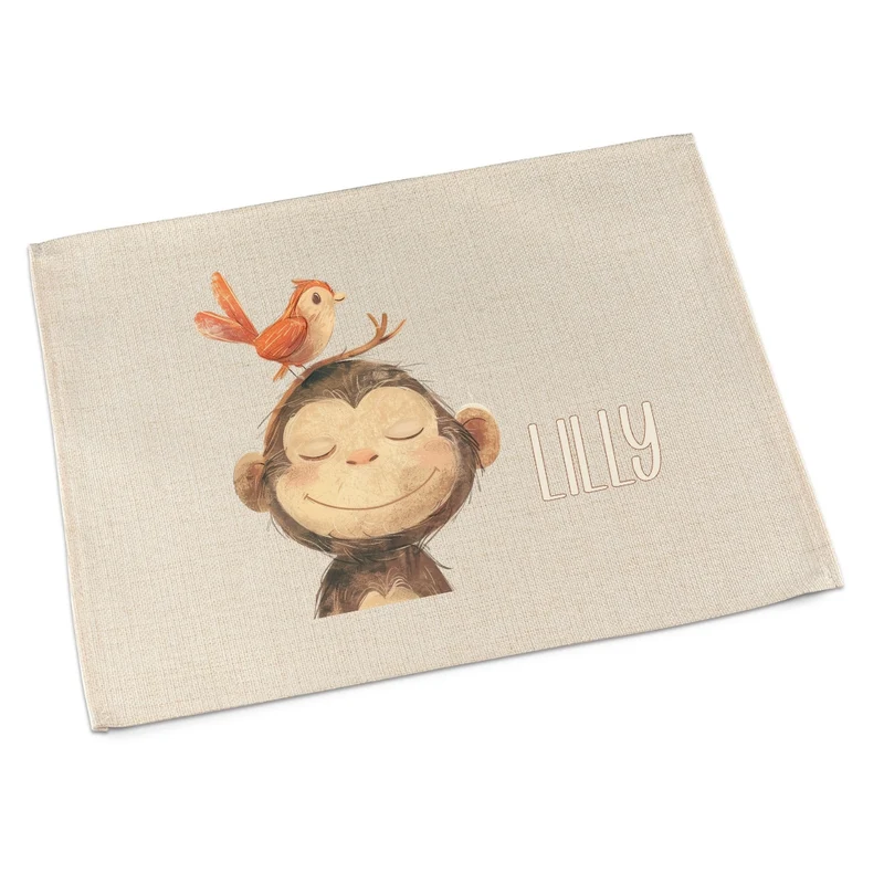 Platzdeckchen Kinder abwaschbar – personalisiertes Tischset Löwe & Fuchs