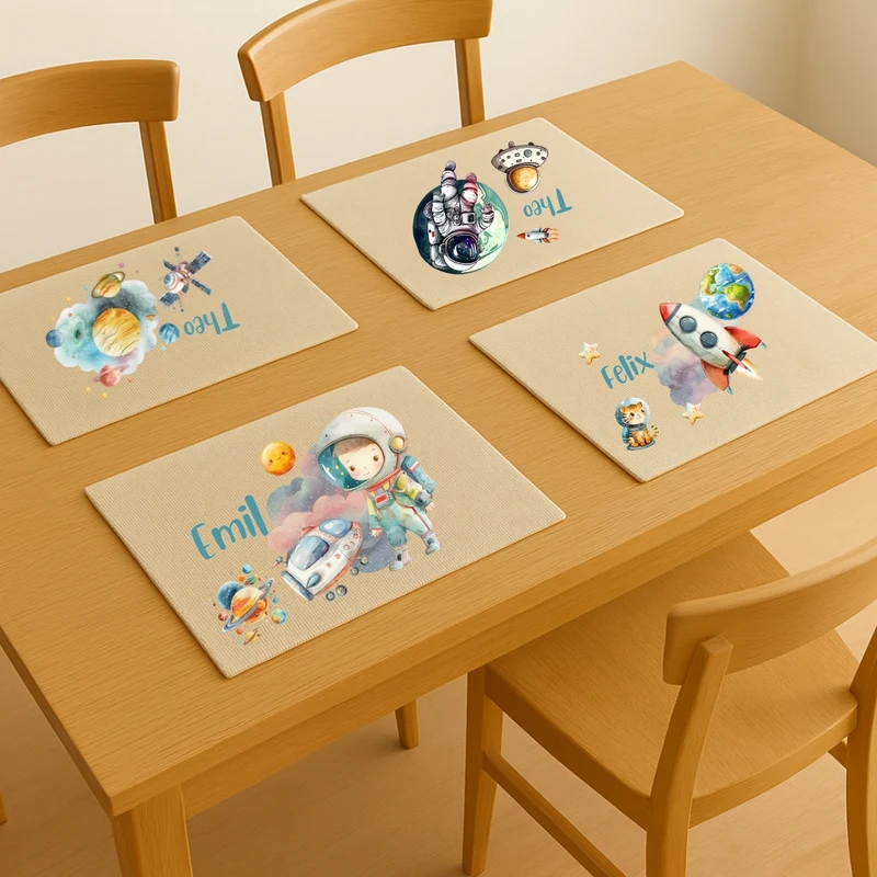 Tischset Weltall personalisiert – Platzdeckchen waschbar Kinder