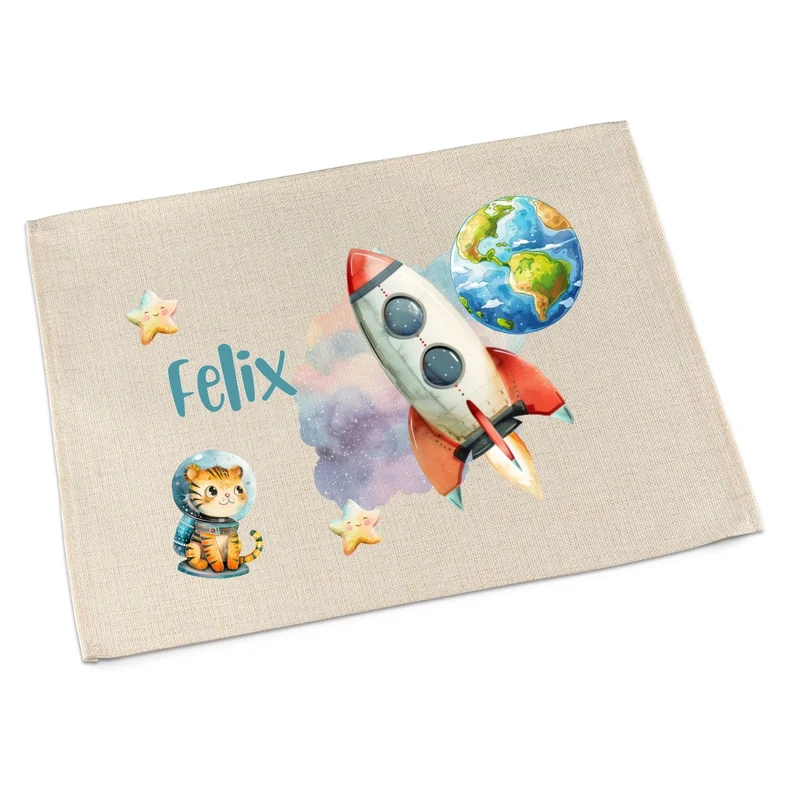 Tischset Weltall personalisiert – Platzdeckchen waschbar Kinder
