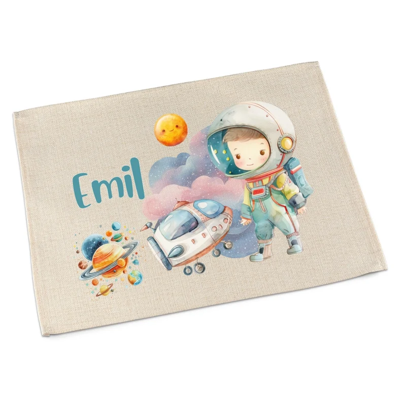 Tischset Weltall personalisiert – Platzdeckchen waschbar Kinder