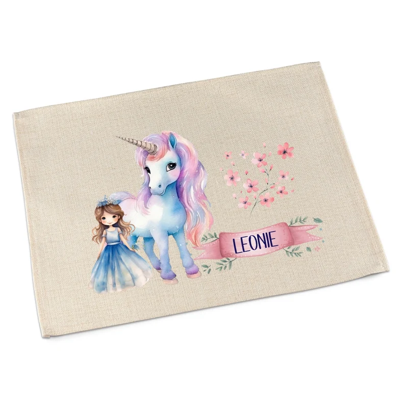 Platzdeckchen Einhorn personalisiert – abwaschbar & waschbar für Kinder