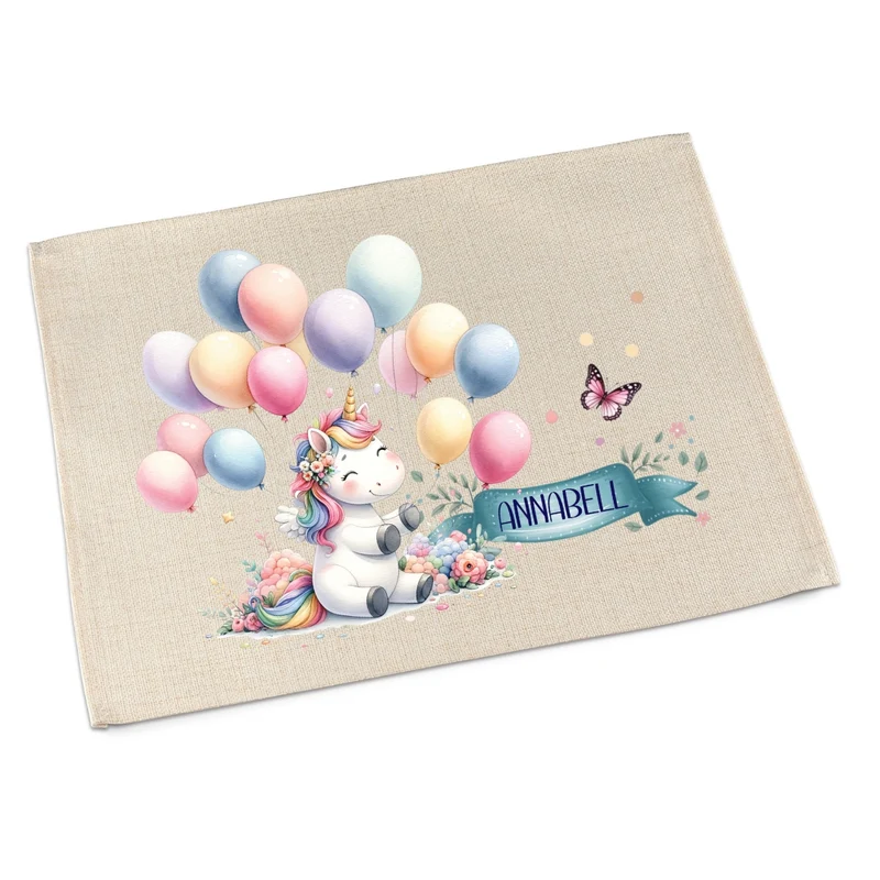 Platzdeckchen Einhorn personalisiert – abwaschbar & waschbar für Kinder
