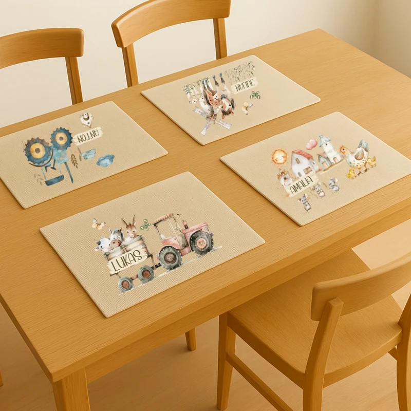 Tischset Bauernhof – personalisiertes Platzdeckchen Kinder abwaschbar & waschbar