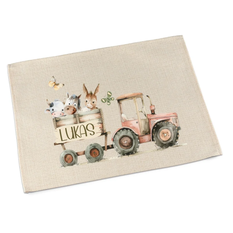 Tischset Bauernhof – personalisiertes Platzdeckchen Kinder abwaschbar & waschbar