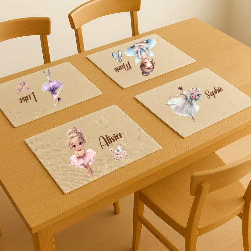 Tischset Ballerina – personalisiertes Platzdeckchen Kinder abwaschbar & waschbar