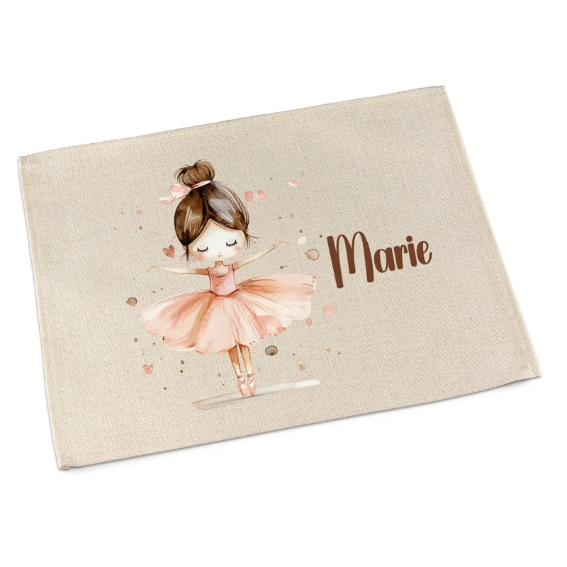 Tischset Ballerina – personalisiertes Platzdeckchen Kinder abwaschbar & waschbar