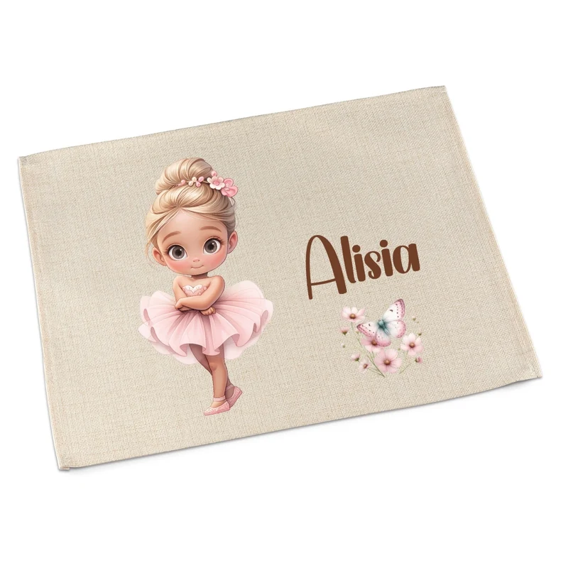 Tischset Ballerina – personalisiertes Platzdeckchen Kinder abwaschbar & waschbar