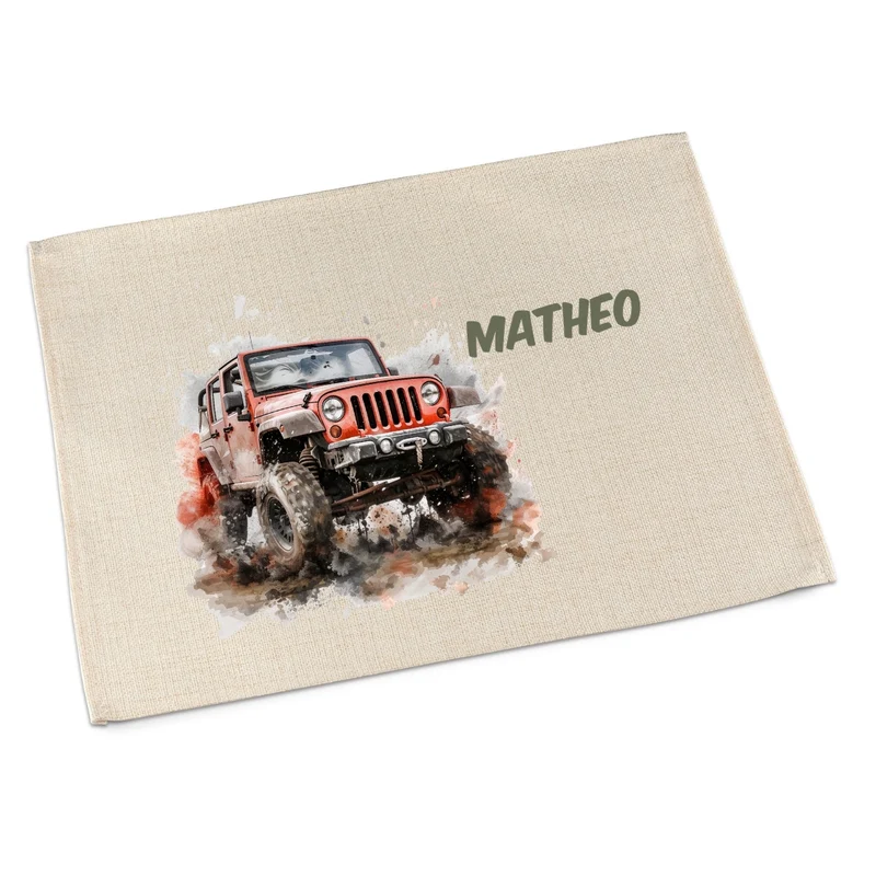 Tischset Auto – personalisiertes Platzdeckchen Kinder abwaschbar & waschbar