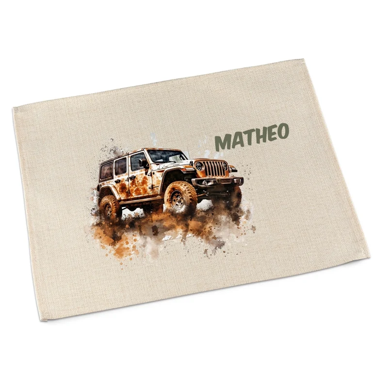 Tischset Auto – personalisiertes Platzdeckchen Kinder abwaschbar & waschbar