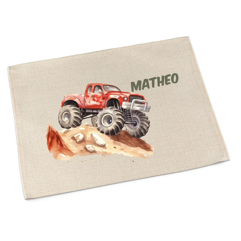 Tischset Auto – personalisiertes Platzdeckchen Kinder abwaschbar & waschbar
