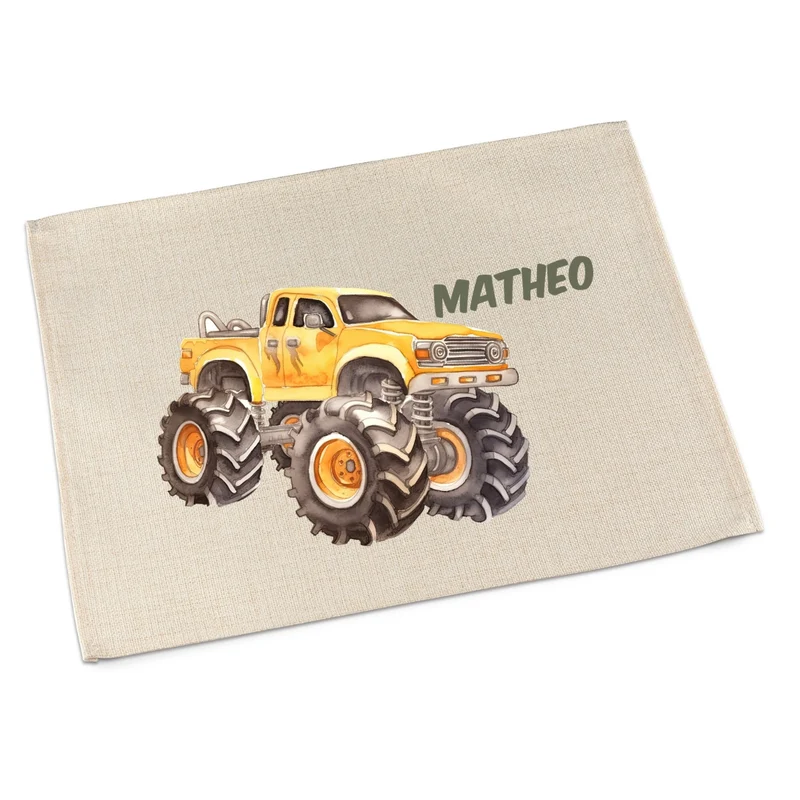 Tischset Auto – personalisiertes Platzdeckchen Kinder abwaschbar & waschbar