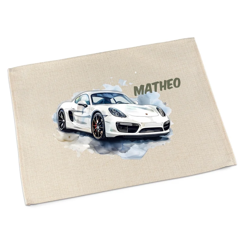Tischset Auto – personalisiertes Platzdeckchen Kinder abwaschbar & waschbar