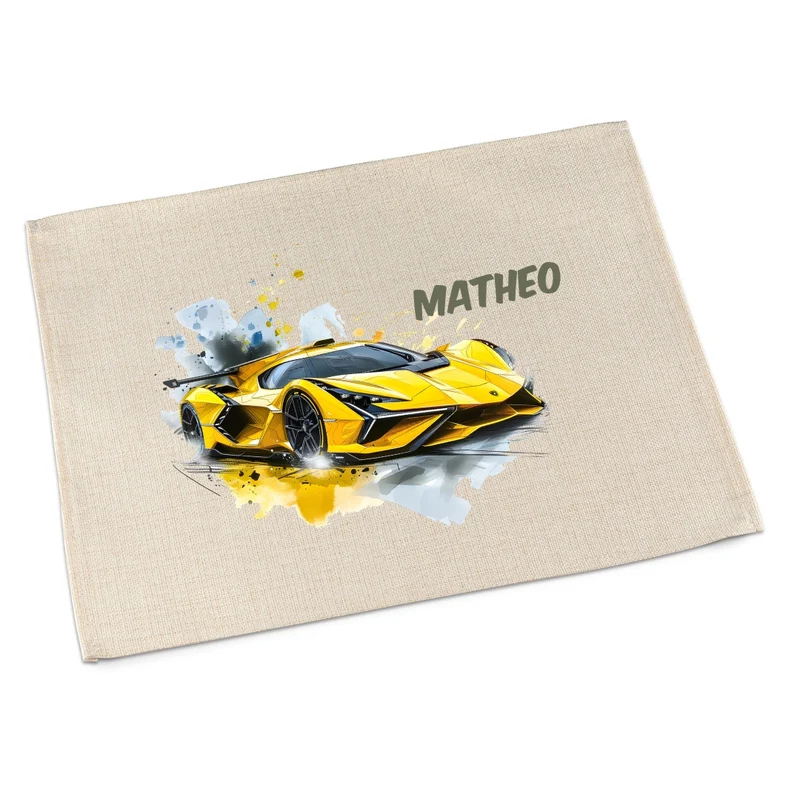 Tischset Auto – personalisiertes Platzdeckchen Kinder abwaschbar & waschbar