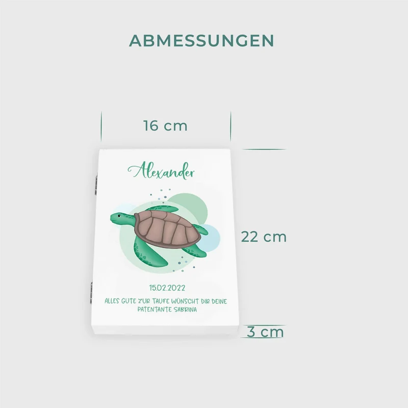 Kinderbesteck personalisiert mit Namen - Besteckset Schildkröte Motiv | Taufgeschenk für Kinder - Geschenk zur Taufe für Jungs & Mädchen, weiß Kiste