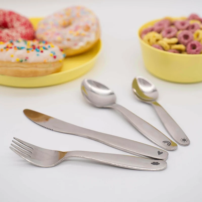 Kinderbesteckset mit Gravur - Regenbogen Motiv